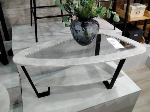 Каролина стол придиванный МДФ стекло (бетон серый, прозрачный)
