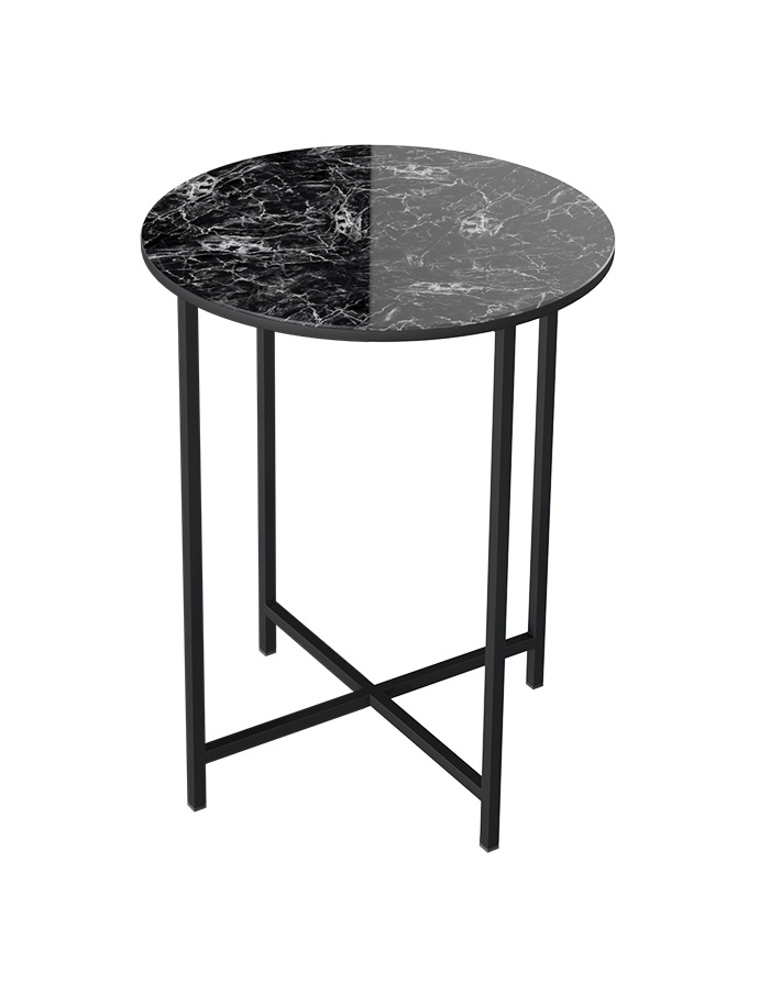 Стол со стеклянной поверхностью ДП 1-03-04 (Т) (черный, стекло мрамор черный)
