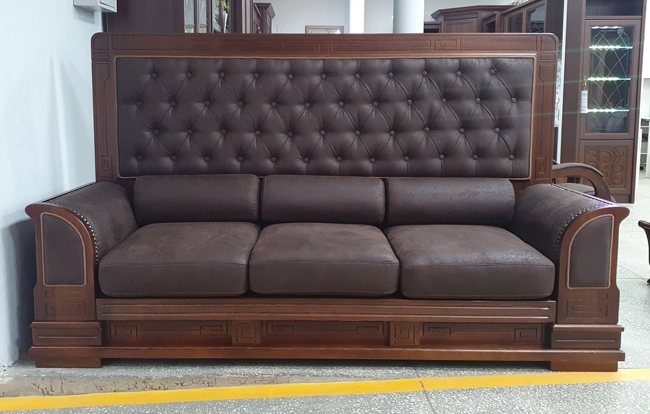 Ампир диван прямой с фрезеровкой (массив сосны) (КВ)