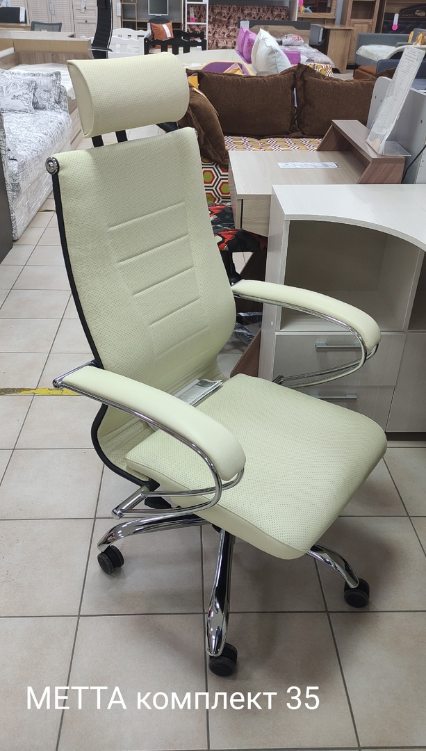 МЕТТА комплект 35 Ch кресло офисное (ролики W03 D=60мм) (МТ) (бежевый)