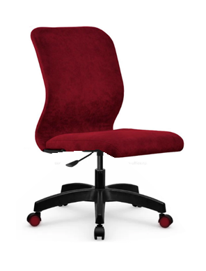 SU-Mr-4 без локтей/осн. 005 кресло офисное PL (ролики W28 красный )D=65 мм (МТ) (велюр красный)