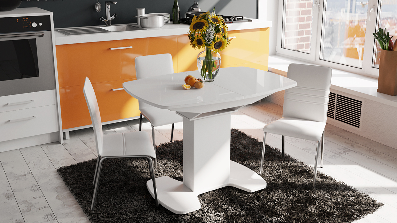 Портофино стол СМ(ТД)-105.01.11(1) (Т) (белый глянец, стекло белое)