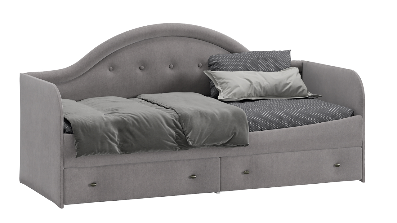 Адель кровать с мягкой спинкой 800 тип 1 (велюр светло-серый)