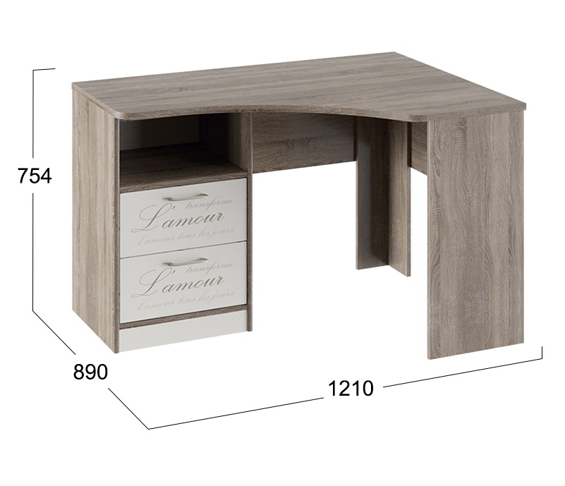 Брауни стол угловой с ящиками ТД-313.15.03 (фон бежевый, дуб сонома трюфель)