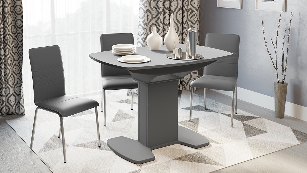 Портофино стол СМ(ТД)-105.01.11(1) (Т) (серый матовый, стекло серое матовое)