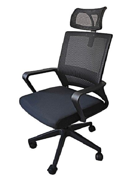 FO-В9109  кресло офисное с подголовником (ЦМ) (сетка черная)