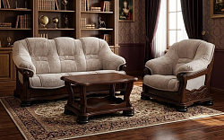 Гранд диван прямой + кресло (массив сосны, бельгийка, ППУ) (КВ)